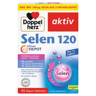 Illustration of the product packaging Doppelherz aktiv Selen 120 2-fazni DEPO front view